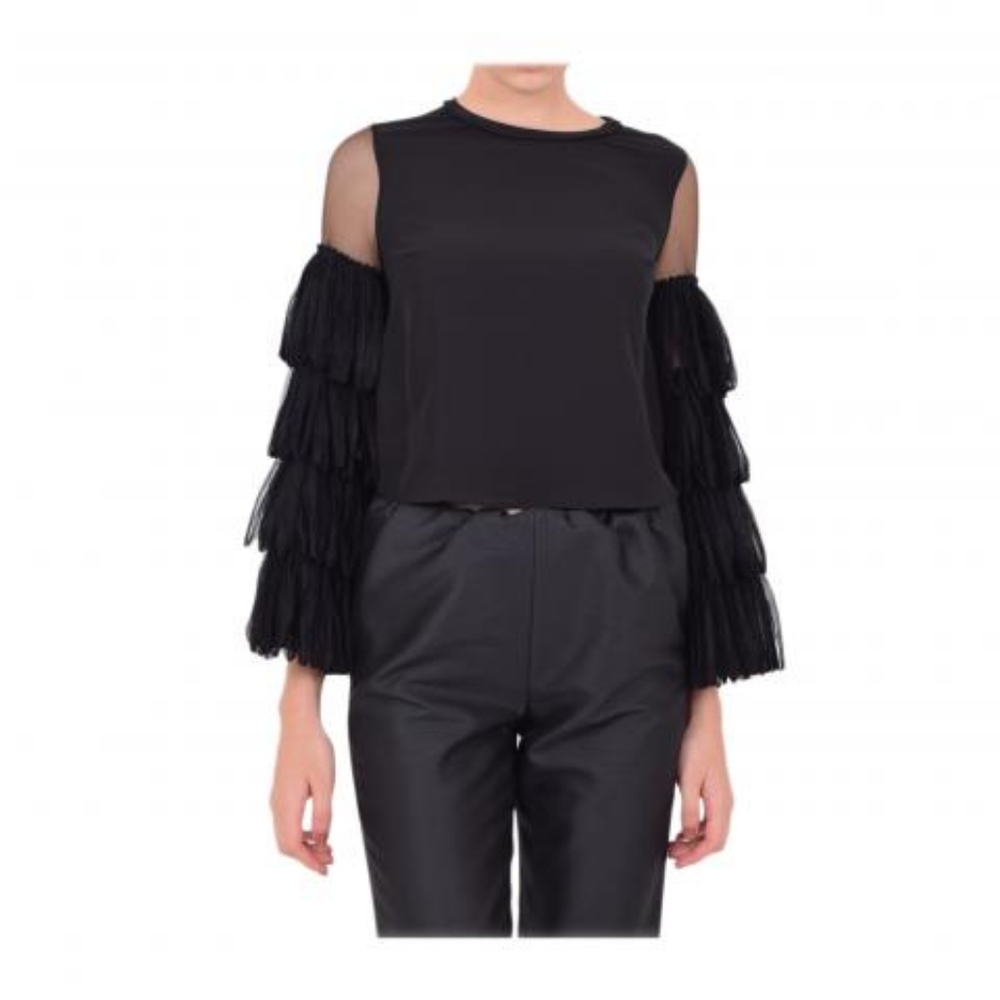 Jonathan Simkhai Black Fringe Ruffled Blouse 2